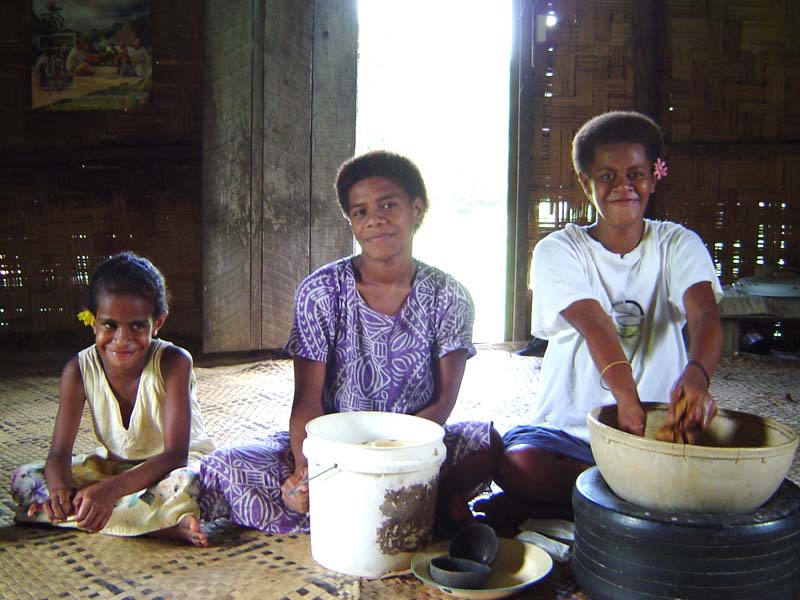 villagers making kava